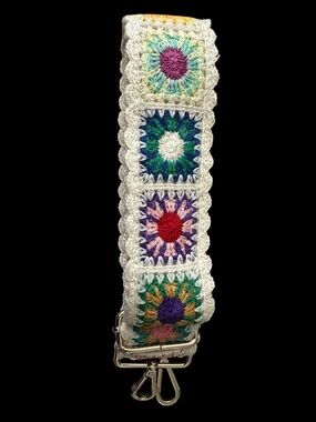 NWOT Boho Crochet Granny Square Strap for Guitar, Purse, or Crossbody Bag 56”
